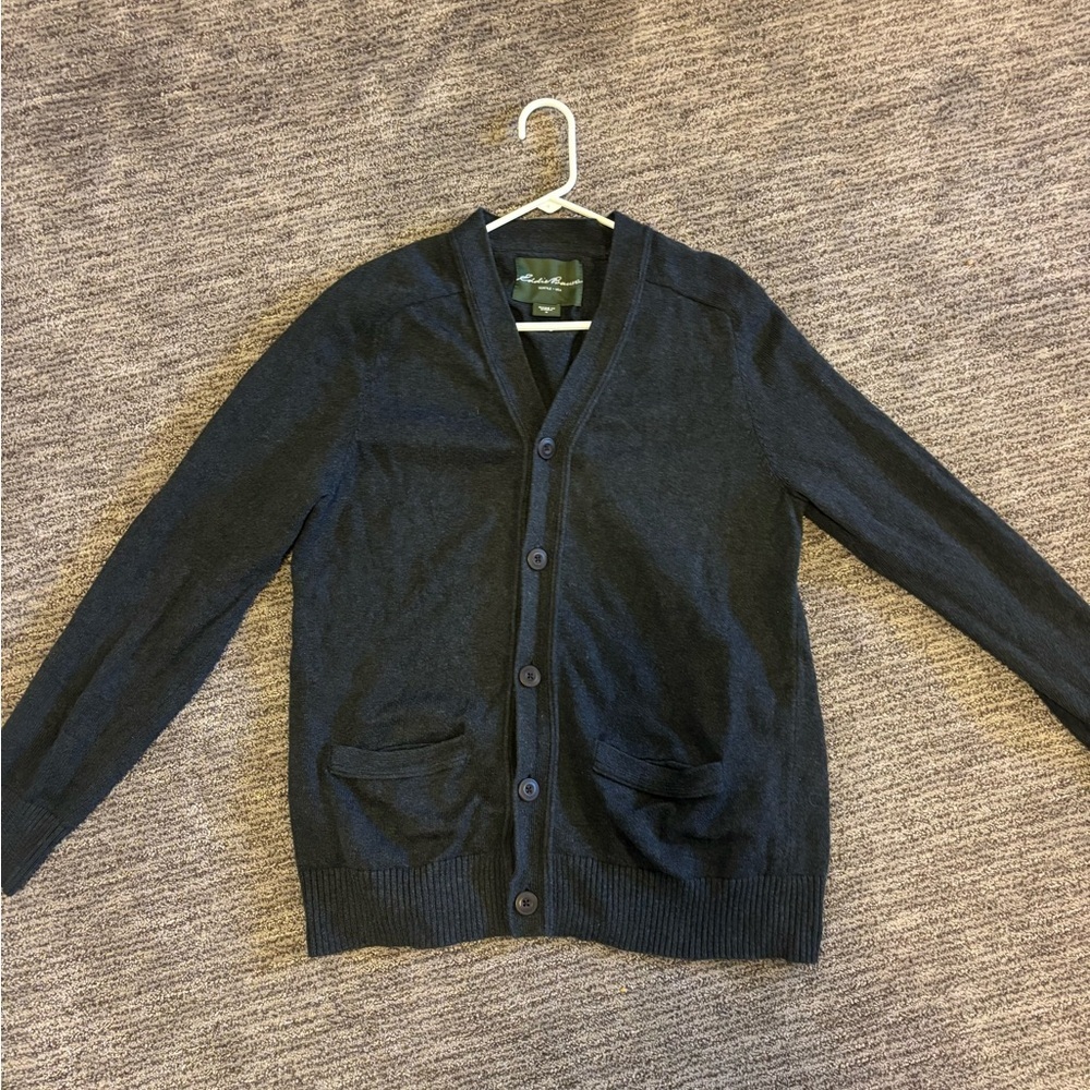 Eddie Bauer Men's Dark Gray Cardigan Sweater